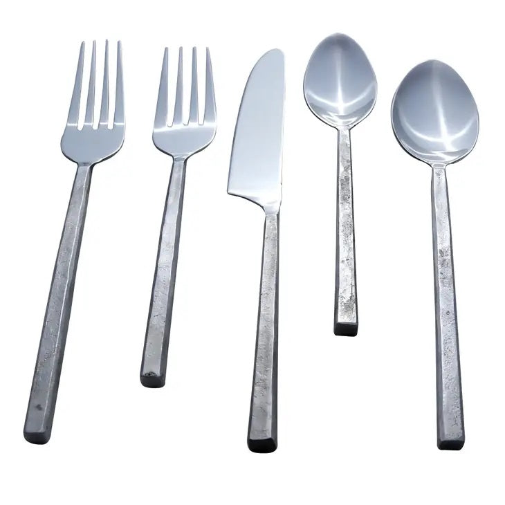 Modern Textured Handle Silverware Set