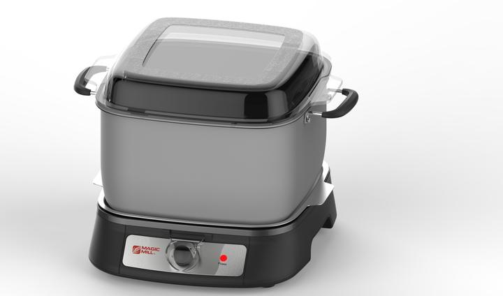 MAGIC MILL 6 QT GRAY SLOW COOKER WITH FLAT GLASS COVER AND COOL