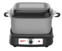 Magic Mill Flat Base Slow Cooker 10 Qt. Grey With Handles and Glass Cover 