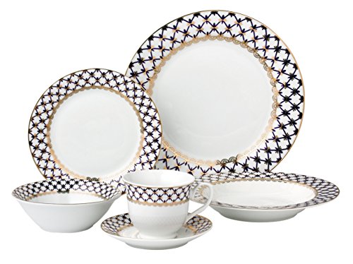 24 Piece Dinnerware Set-Bone China, Service for 4 by Lorren Home Trends