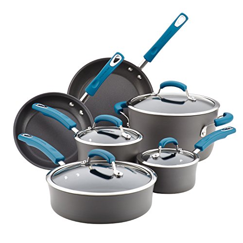 Achieve 10pc Hard Anodized Cookware Set, Teal