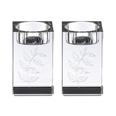 Waterdale Laser Engraved Crystal Tea Light Holders, Black Base, Fire-Safe