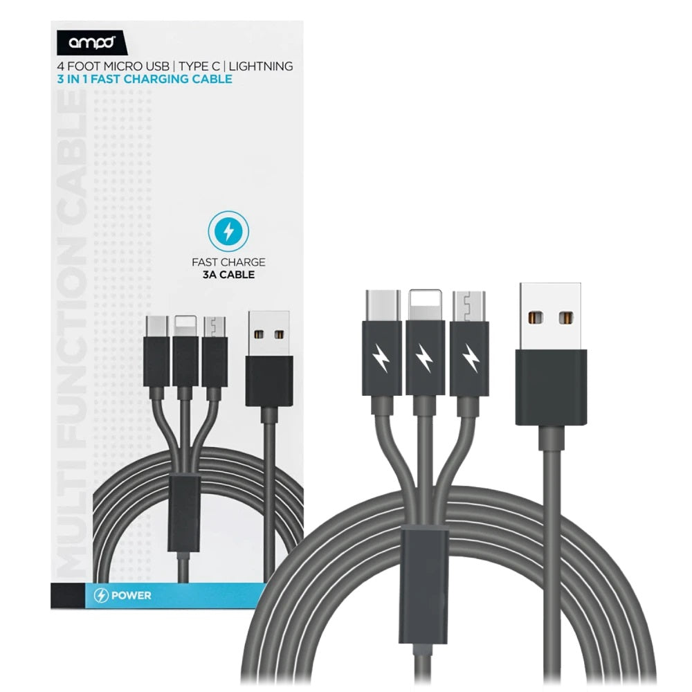 Cable USB tipo c-lightning 1 m 3A negro