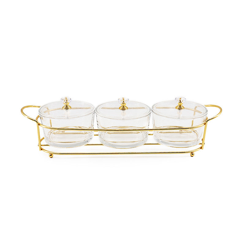 Alef to Tav Dip / Candy 3 Bowl Set on Stand with Spoons