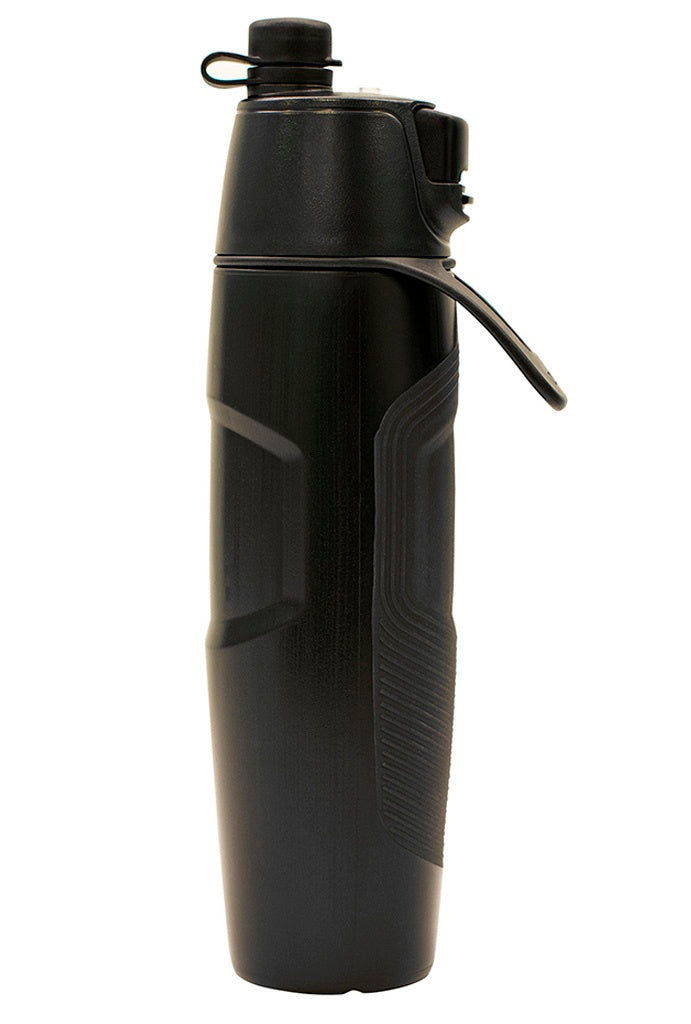 O2COOL 20 Oz Elite Sport Insulated Mist 'N Sip Squeeze Water Bottle, Black