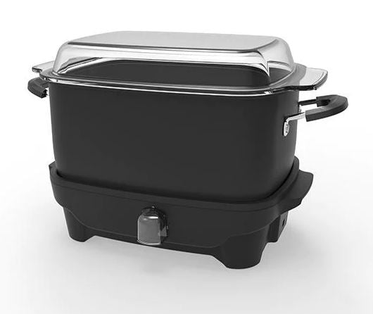 MAGIC MILL 7 QT BLACK SLOW COOKER WITH FLAT GLASS COVER AND RUBBER HAN –  Royaluxkitchen