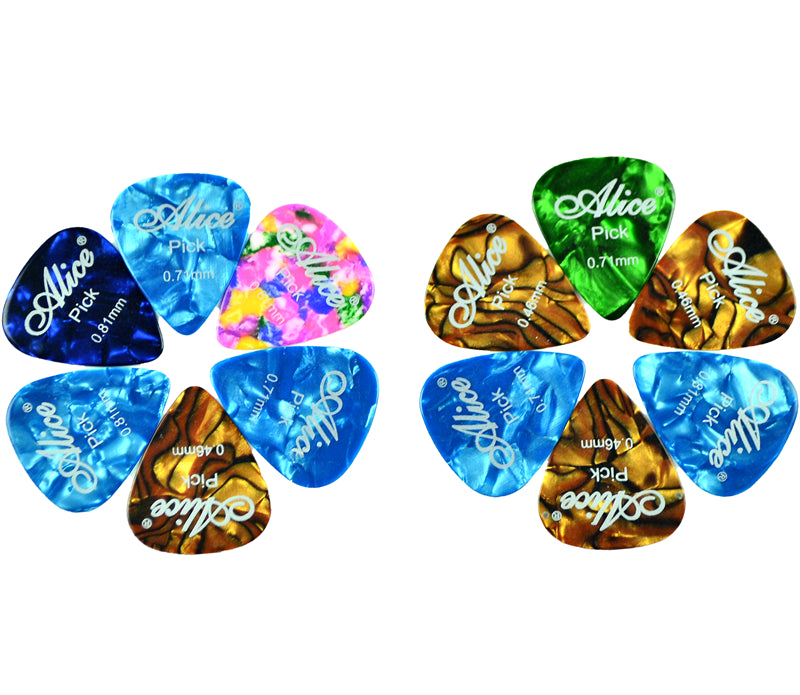 Alice Standard Heart Color Celluloid Picks-12 Pack