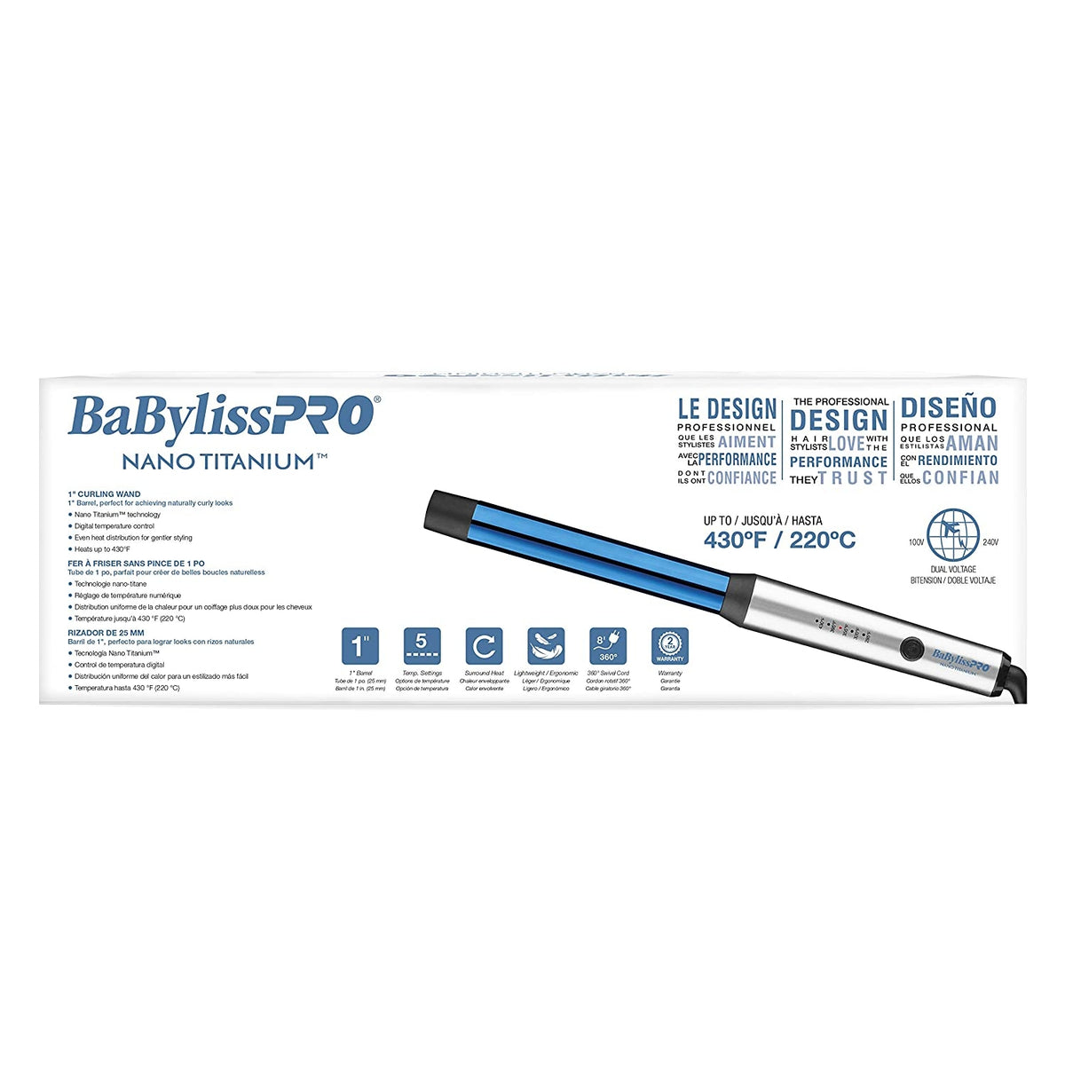 BabylissPRO Nano Titanium 1 Compact Curling Wand